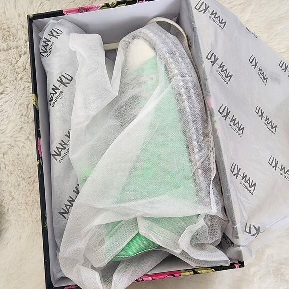 NEW Nan-Ku Couture Free People Cruise Studded Spring Mint Green High Top Sneaker - Picture 6 of 13